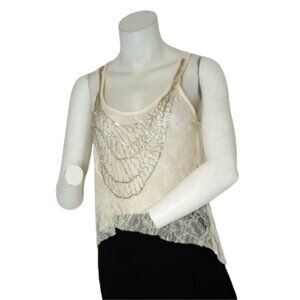 Ivory Tank Top  (fabric catches on beads)